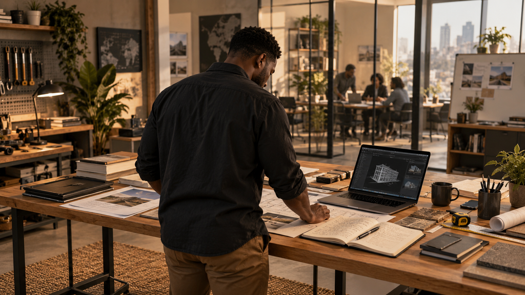 Black professional applying transferable job skills across analytical, technical, collaborative, and project work in a contemporary workspace.