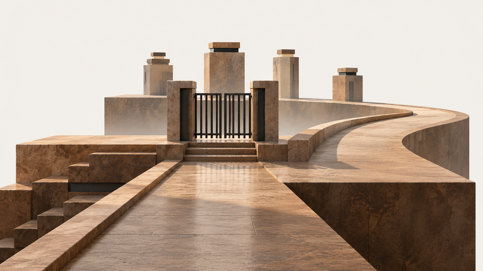 Minimalist architectural platform with a stable open pathway and an unnecessary approval gate, illustrating the struggle to trust your own judgment.